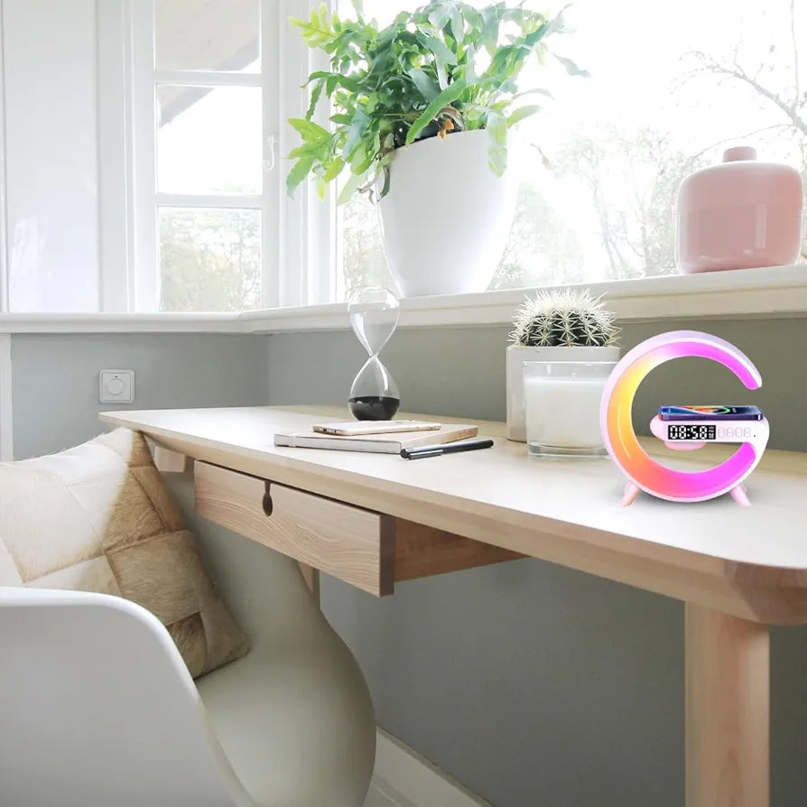 Alarm Clock G Shaped Bedside Lamp Wireless