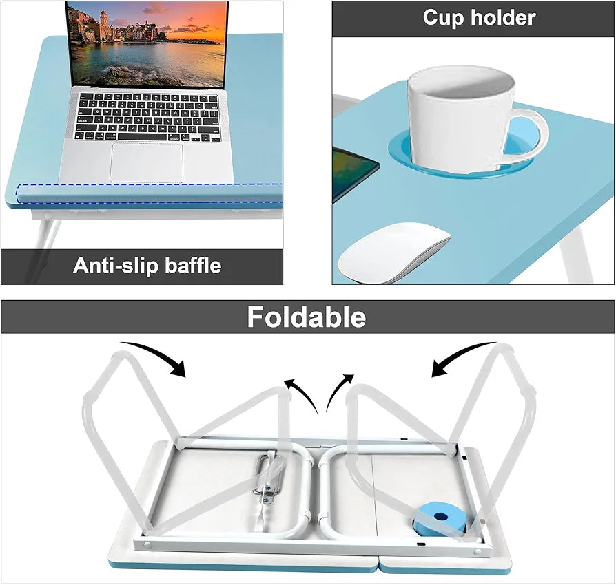 Folding Laptop Table, Bed Desk With Foldable