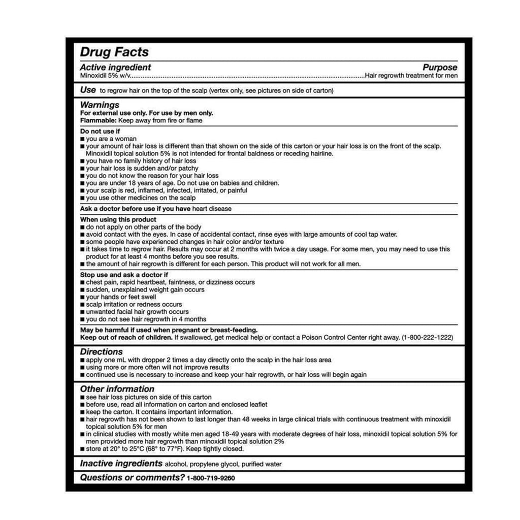 Kirkland Minoxidil 5% Topical Solution Extra Strength Hair Regrowth Treatment for Men Dropper Applicator