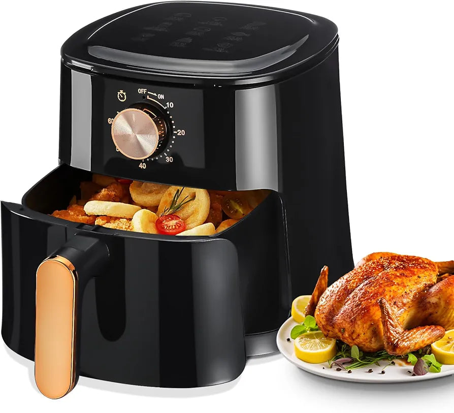 Air Fryer 4L with Rapid Air Circulation, 60-Minute Timer, 1800W, Max Temp 200°C, Healthy Classic Fryer, Bake, Roast, Grill, Dishwasher Safe (Black)