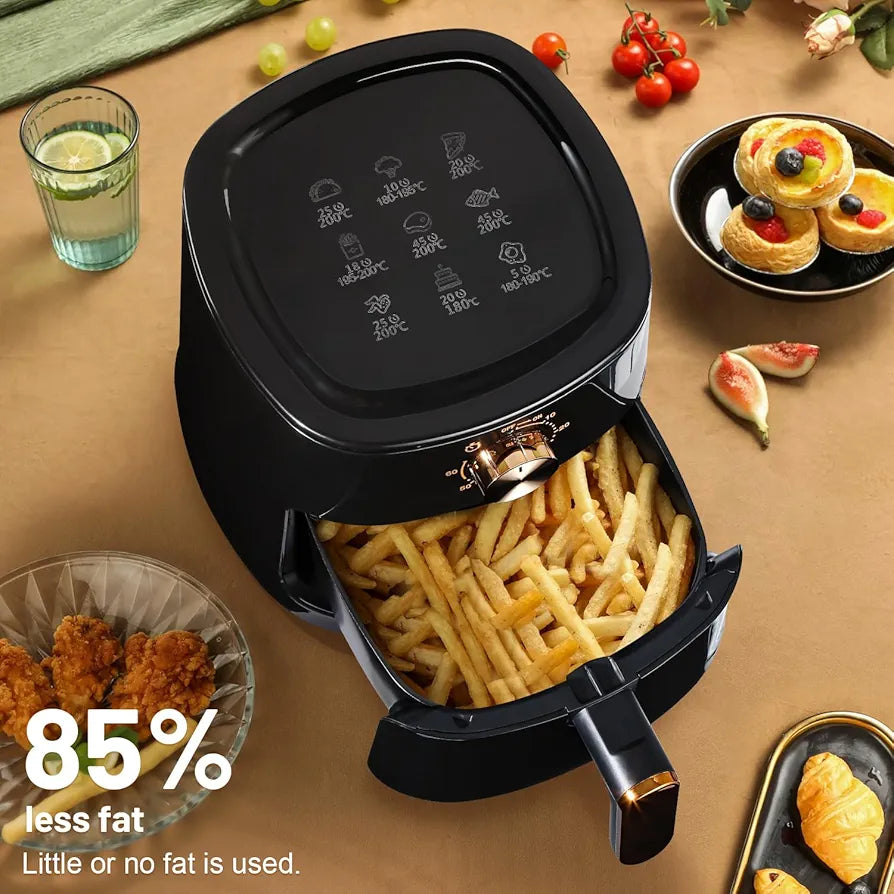 Air Fryer 4L with Rapid Air Circulation, 60-Minute Timer, 1800W, Max Temp 200°C, Healthy Classic Fryer, Bake, Roast, Grill, Dishwasher Safe (Black)