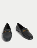 Suede Chain Trim Loafers
