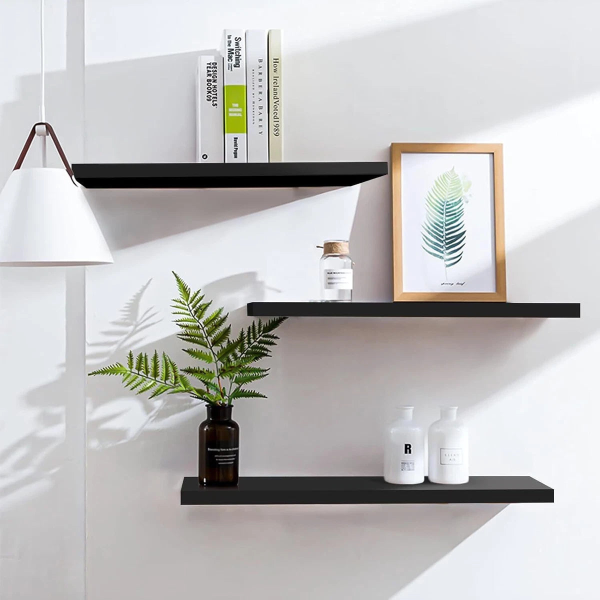 Set of 3 Floating Wall Shelves Picture Ledge Display Rack Book Hanging Shelf UK
