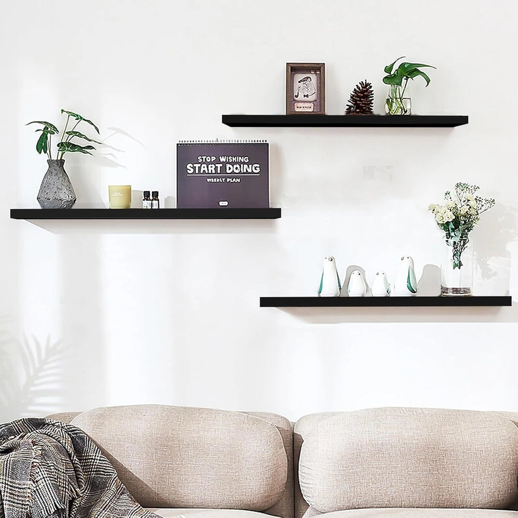 Set of 3 Floating Wall Shelves Picture Ledge Display Rack Book Hanging Shelf UK